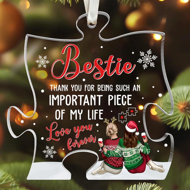 SUCHAGIFT Best Friend Ornaments for Christmas Tree - Best Friends Bestie Ornaments for Women - Bestie Friendship Christmas Ornament - Besties Gifts for Women - Acrylic Puzzle Piece Ornament 2025 - Image 1